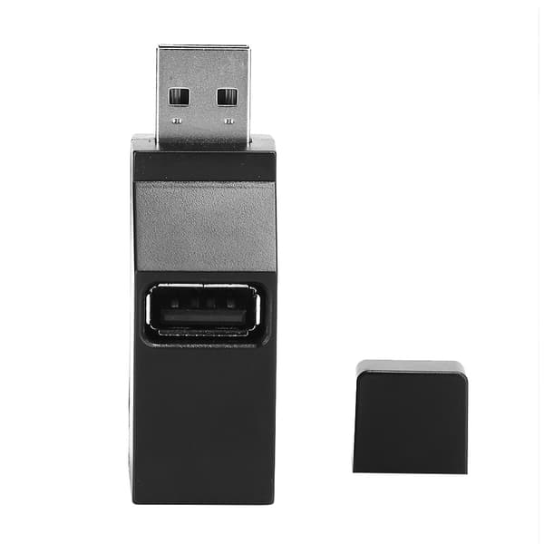 3 i 1 USB2.0 Splitter Hub ABS Mini Direkte Plug-In Extender Computertilbehør (Sort 2.0)