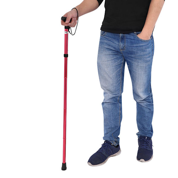 Aluminiumlegering teleskopisk lätt promenadkäpp Trekking bergsbestigningsstav (röd)