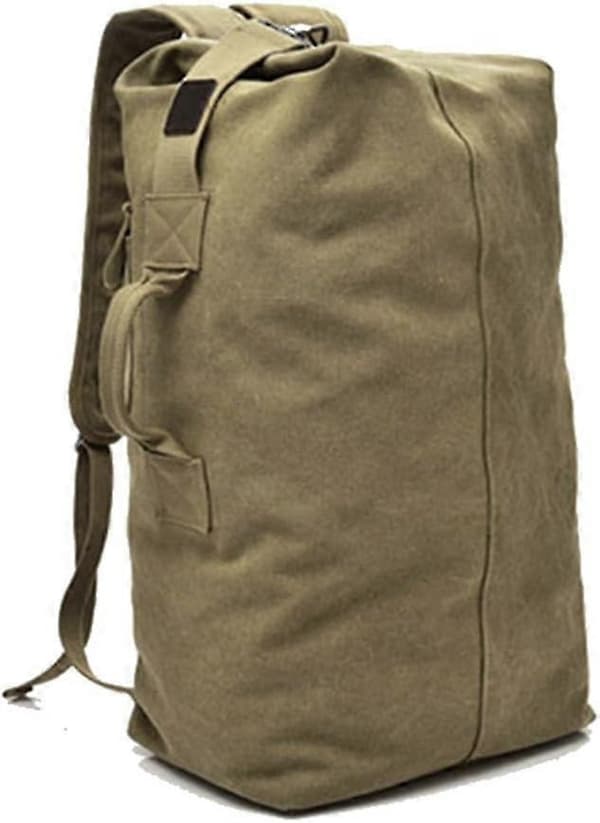 Large Capacity Travel Climbing Bag Tactical Military Duffle Bag Top-Loading Double Strap Canvas Backpack Khaki