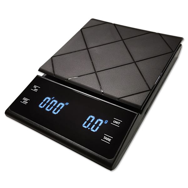 Elektronisk kaffevåg med timer Hushållskök Bakning Vägning LED Touch Screen Knapp Svart Laddningsbar 3kg/0.1g