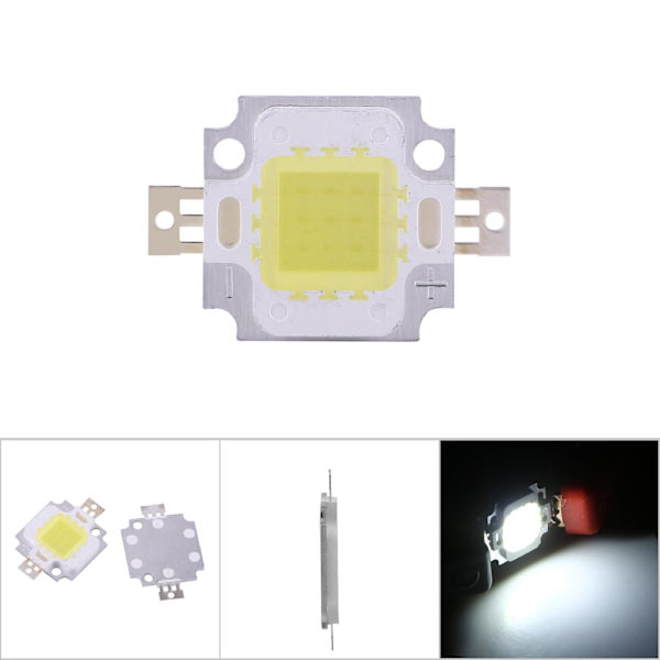 10 stk. 10W LED SMD Chip COB DC 9-10V til lampe, projektør, pære, pære, høj effekt, kølig hvid