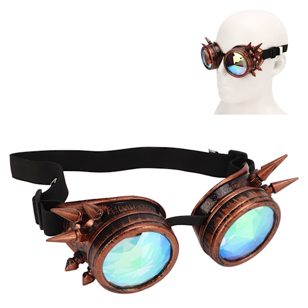 Halloween Kaleidoskop Rave-briller Regnbue Krystall Linser Justerbare Trippy Psykedeliske Steampunk Briller Lilla Bronse