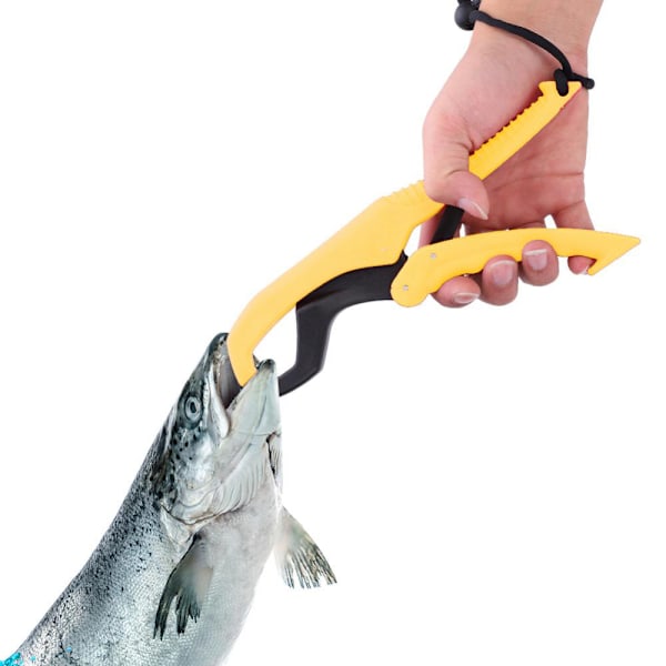 Fiskegriper redskapsverktøy ABS-grep redskapsholder Fiskeklemme med justerbart tau (gul, L)
