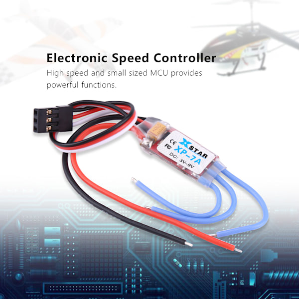 Elektronisk hastighetskontroll RC ESC-tillbehör för Helikopter Quadcopter Drone (7A)