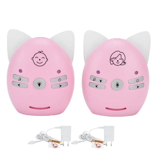 V30 Digital Audio Baby Monitor Bærbar Alarm Følsom Trådløs Toveis Baby Gråtedetektor Rosa EU-plugg 100‑240V