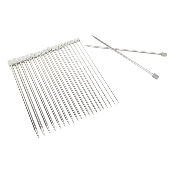 22 st Stickor 25cm Rostfritt Stål Glansig Bred Användning Metallstickor Set