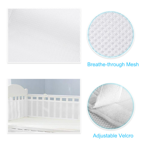 2 st Baby Crib Bumper Set Andningsbar Mesh Crib Liner Anti Collision Bed Bumpers