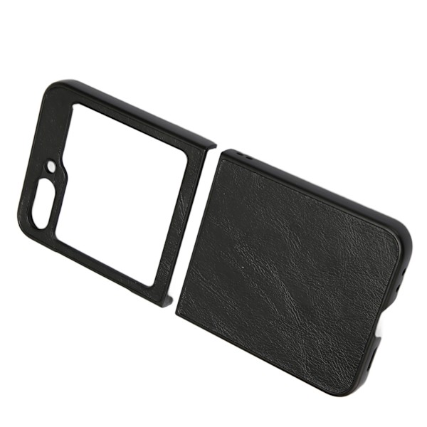 Vikbar Skärm Telefon Skyddande Läderfodral Anti-Rep Fallskydd Mobiltelefonfodral för Galaxy Z Flip 5 Svart Läderstruktur