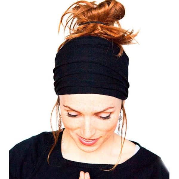 Elastisk pandebånd til kvinder Blødt strækbart bredt pandebånd Yoga pandebånd Turban Lilla