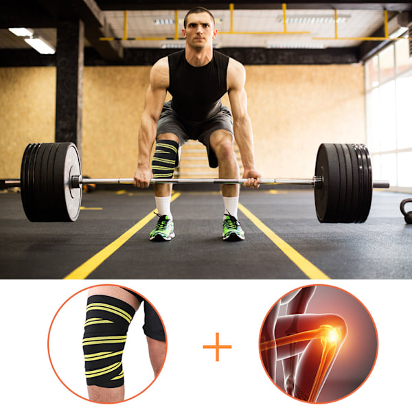 Fitness Polvituki Joustavat polvisuojaremmit kuntosalille painonnostoon ulkoilulajeihin (musta ja keltainen)