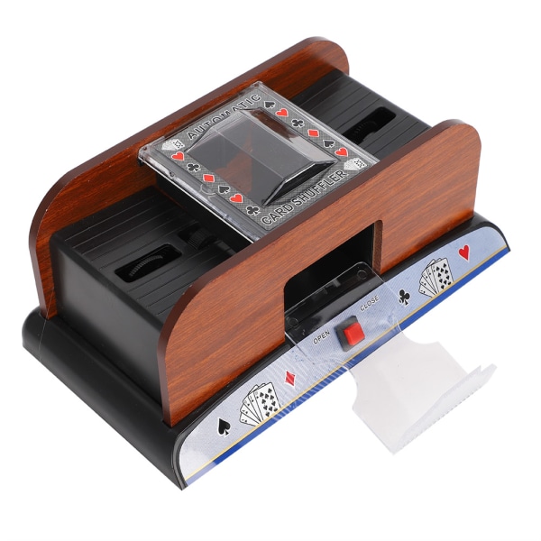 Wood Card Shuffler Automatisk Batteridrevet Spillekort Shuffler Machine til 2 Deck Poker