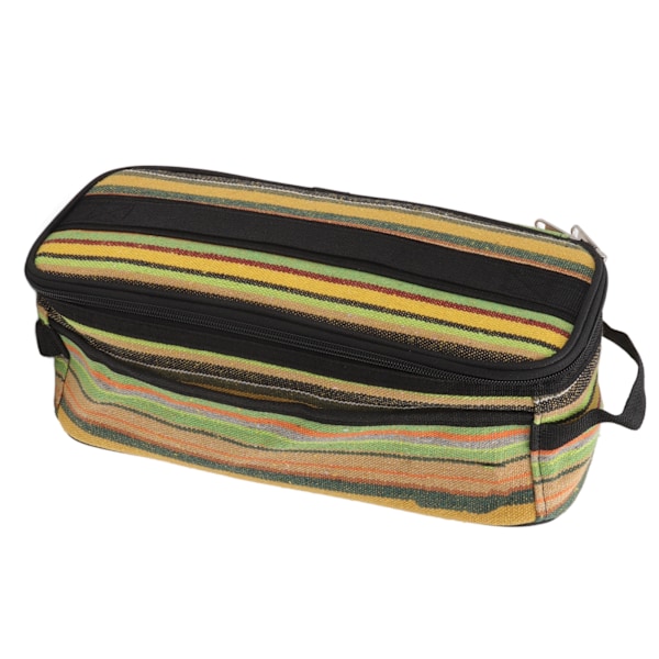 Camping Kokekar Holder Etnisk Stil Lerretet Multifunksjonell Grønn Stripe Designet Servise Oppbevaringspose for Utendørs Reise