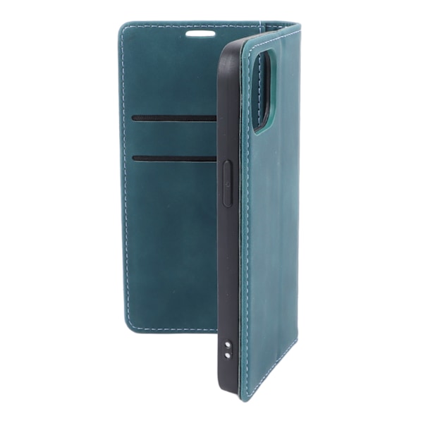 Wallet Case med Kortholder PU Lær Støttefot Kortspor Case Slitesterk Støtsikker Telefonveske Allsidig Beskyttelse Blå for IPhone 13