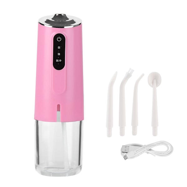 240ml Portable Oral Irrigator 3‑Mode USB Rechargeable Water Dental Floss Waterproof Tooth Cleaner with 1 NozzlePink