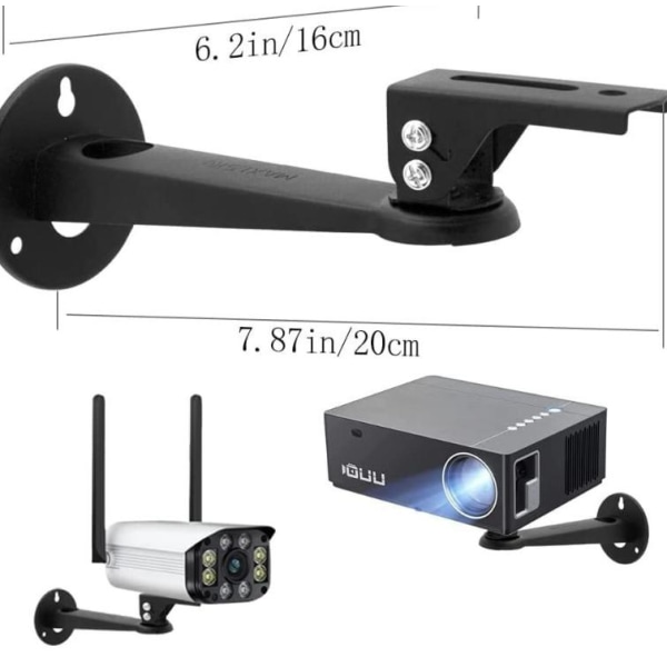 Mini Väggfäste Floodlight/Spotlight Bracket/CCTV Säkerhetskamerahus Monteringsfäste - för CCTV/Kamera/Projektor/Webcam 360° rotation (svart)