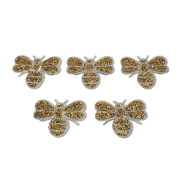 5 stk. Små Bi Rhinestone Patches Skygger Pletter Skader Sød Form Gule Dyr Rhinestone Applikationer til DIY Håndværk