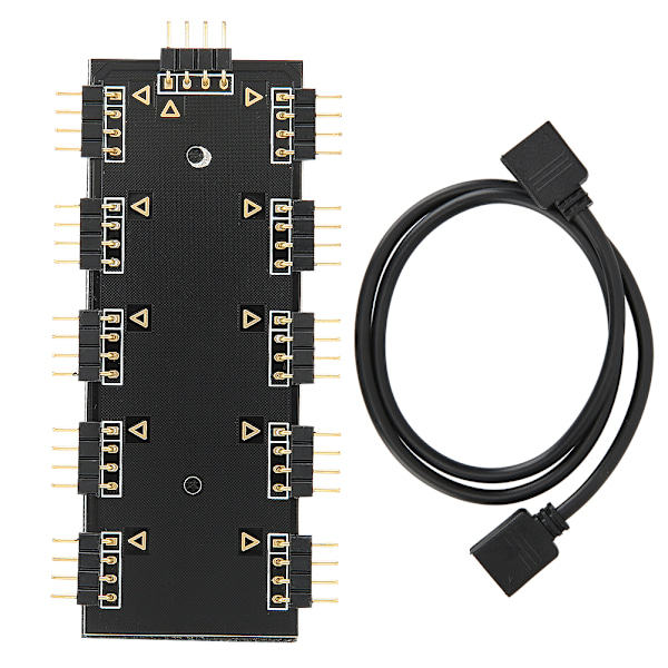RGB Hub Kontroller 1‑10 RGB Hub Kontroller PC Kabinettvifte Hub CPU Kjøling HUB1‑10 12V ARUA Hub Kontroller