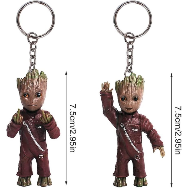 Sarjakuva Baby Groot set - 3D Kid Figurine avaimenperä riipus lasten laukkujen koristeluun