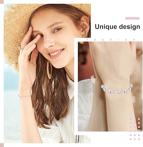 Armbånd for kvinner, Hjertearmbånd Glitrende Krystall Diamant Justerbart