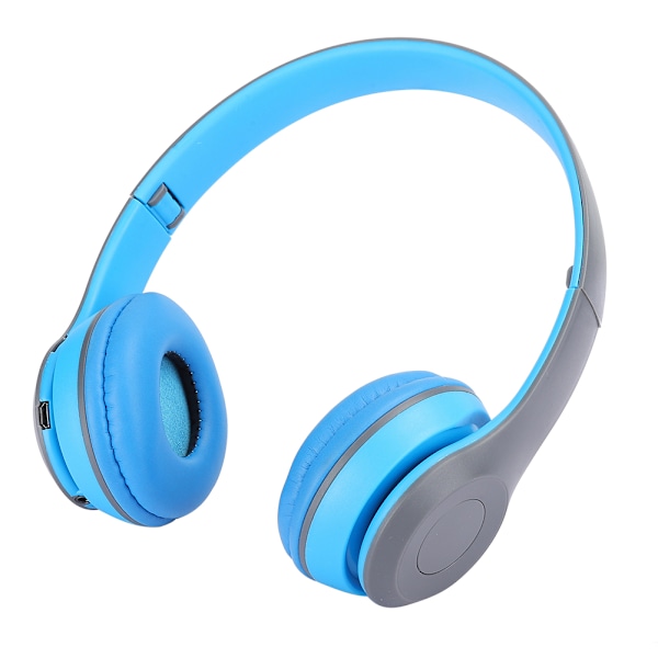 Bluetooth Trådløst Headset Over Øret Sammenleggbart Stereo Lyd Støyreduksjon Øretelefoner Spill FM Musikk Øreplugg Blå