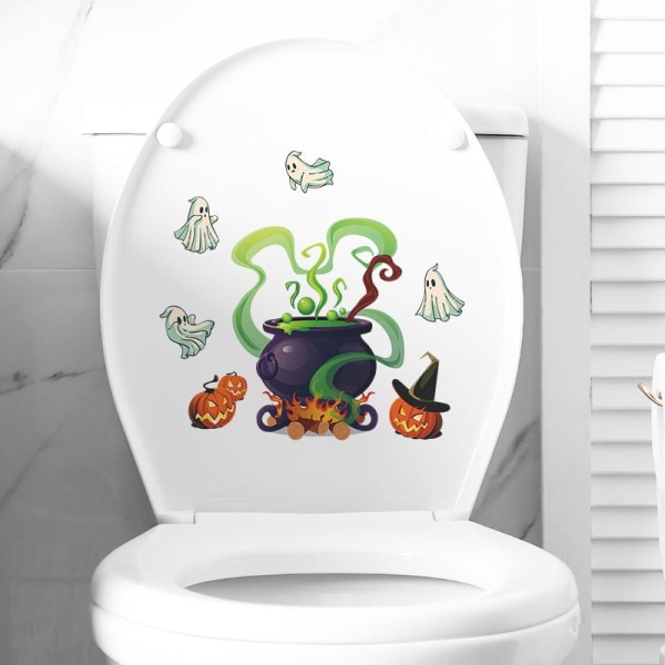 Halloween tegneserie gresskar heks suppe barnebad toalett hjemmedekorasjon veggklistremerker selvklebende
