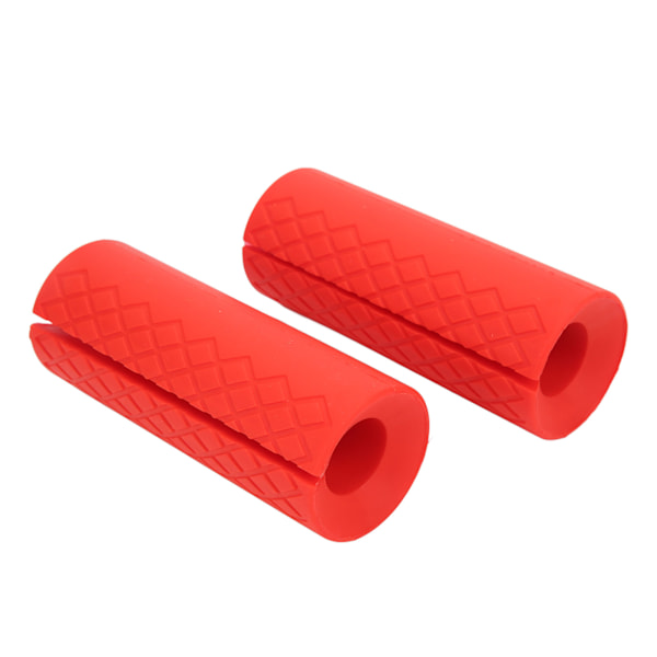 1 par Hantelgrepp Silikon Anti-Slip Thicken Bar Grip för Hantel Skivstång Tyngdlyftning Fitness Övning Röd