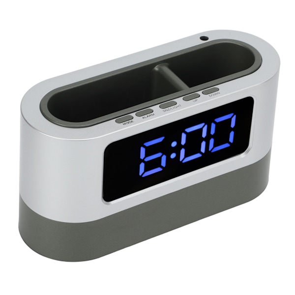 Digital Kalender Tid Minnesfunktion 12H 24H Läge Pennhållare Funktion LED Elektronisk Väckarklocka för Hemmet Blå