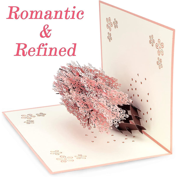 Romanttisen parin hääpäivän 3D-ponnahduskortti Sakura-puun muodossa