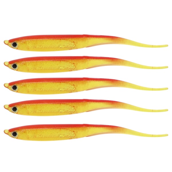 5 stk silikone kunstig simulering blød fisk form lokkemad fiskegrej til frisk vand orange rød