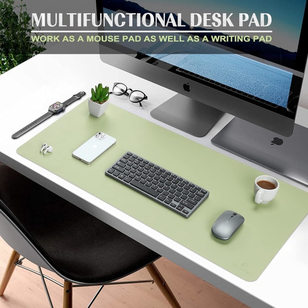 Työpöytämatto, pöytämatto 40 cm x 80 cm, kannettavan tietokoneen matto, toimisto- ja kotipöytämatto, kaksipuolinen (vaaleanvihreä)
