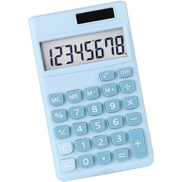 (Blå) Mini Solar Computer, Basic Calculator, Simple Graphing Calculator for Science Students, Mini Calculator
