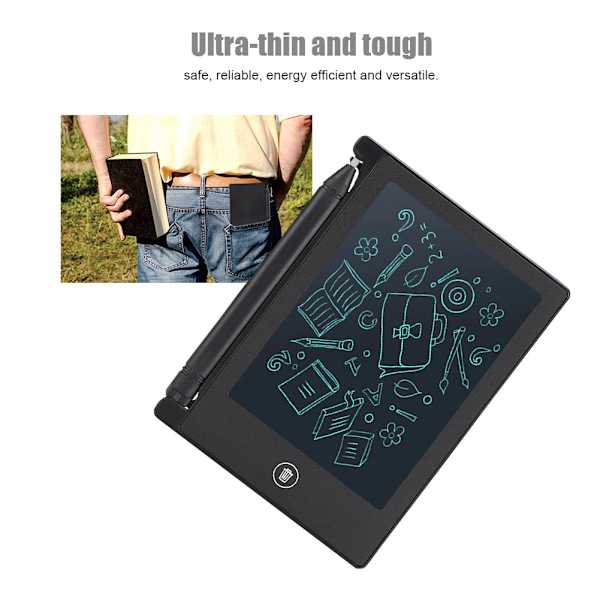 LCD 4,5 tommer Ultratynd Håndskrift Tablet Skrive Tegne Notesbog Tavle til Børn (Sort)