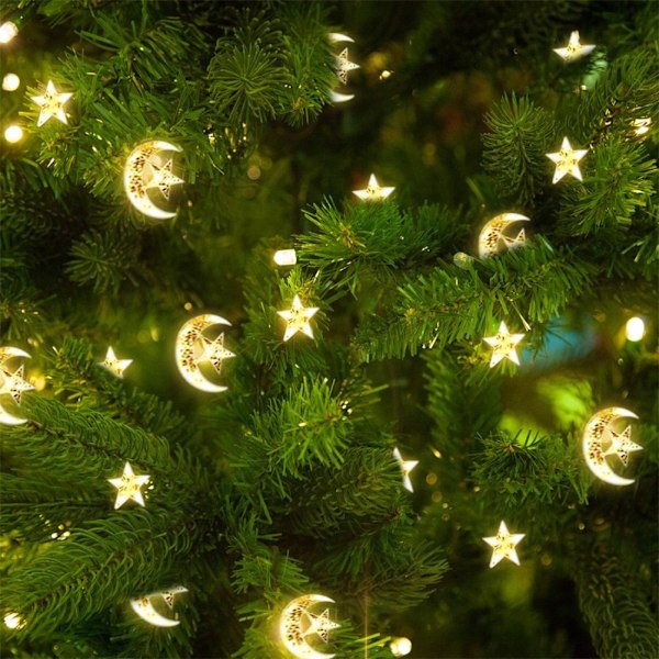 LED Vindue Gardin Streng Lys Fe Lys Måne Stjerne Streng Lys Batteri USB Drevet til Indendørs Soveværelse Udendørs Fest