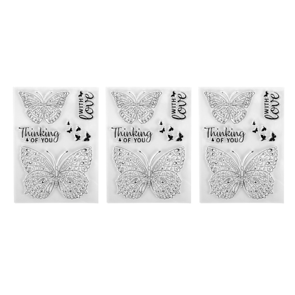 3 stk. Transparent Stempel Sommerfuglformet Preget DIY Scrapbook Kortlaging Transparent Stempeldekorasjon