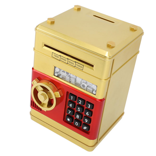 Sparegris Kontant Mønt Kan Auto Scroll Papir Penge Sparekasse Mini ATM Møntbank Penge Sparekasse med Adgangskode til Drenge Piger Legetøj Gave Guld