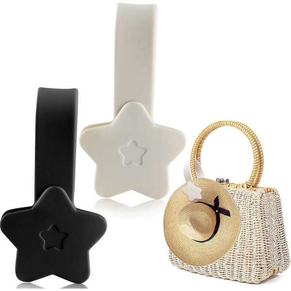 Resehattklämma - Magnetisk, bärbar och snygg hattklämma för handväska, ryggsäck och bagage - 2-pack (beige+svart)