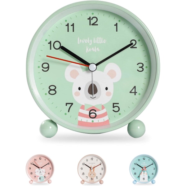 Väckarklocka för toddler , pedagogisk väckarklocka för barn, lätt att set och batteridriven, tyst, icke-tickande reseväckarklocka (Koala)
