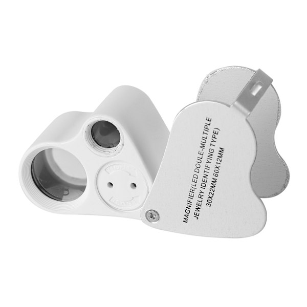 Smykker Lupe ABS Aluminium 30X 60X Dobbelt Linse LED Lupe Lampe til Smykker Identificering