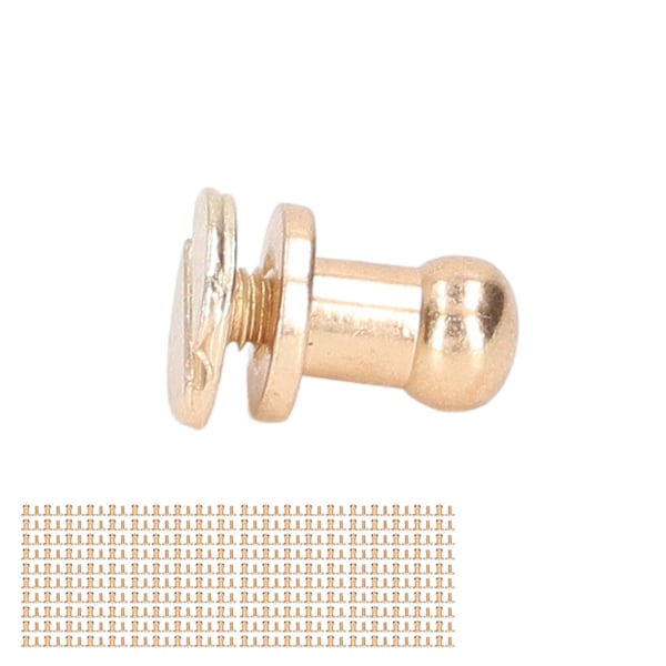 200 Set Chicago Skruvar Rundhuvud Nitar 7x5mm DIY Hantverk Ren Koppar Rundhuvud Nitar Lädernitar för Handväska Guld