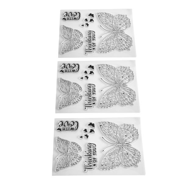 3 stk. Transparent Stempel Sommerfuglformet Preget DIY Scrapbook Kortlaging Transparent Stempeldekorasjon