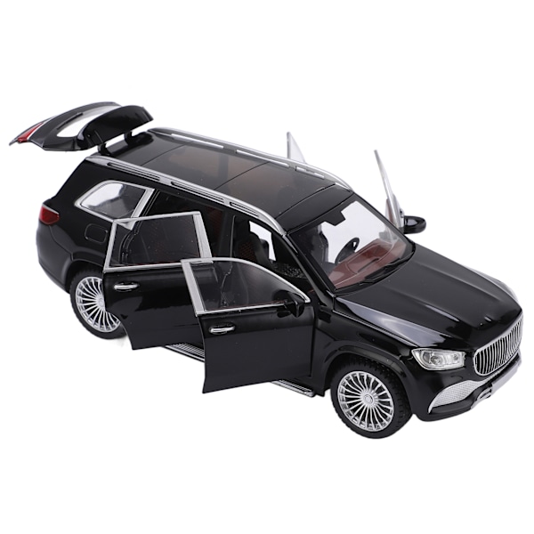 1/24 Modelbiler Legering Diecast SUV-model Køretøjslegetøj med Lyd og Lys til Børns Legetøjsamling Sort