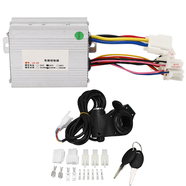 36V 500W Motor Børstet Controller Lithium Elcykel Twist Throttle Håndtag Modificeringskit