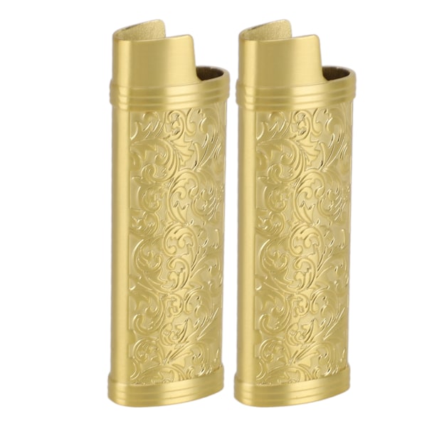 2 stk. lighter etui cover vintage stil blomsterpræget zinklegering skal til lighter beskyttelse guld
