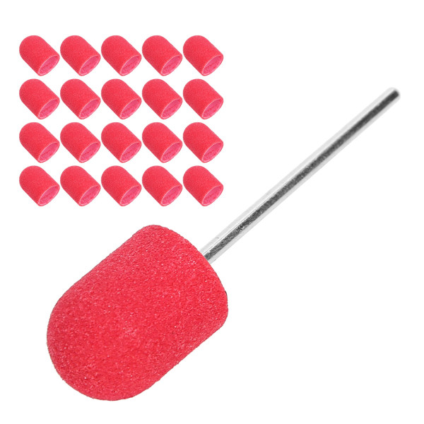 Nagelslipband Borrspets Nail Art Polering Cap Set Tillbehör (10 x 15 mm) Röd