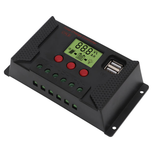 Aurinkoenergian ohjain PWM 12V 24V automaattinen mukautuminen LCD-näyttö USB-portti aurinkosäädin 50A