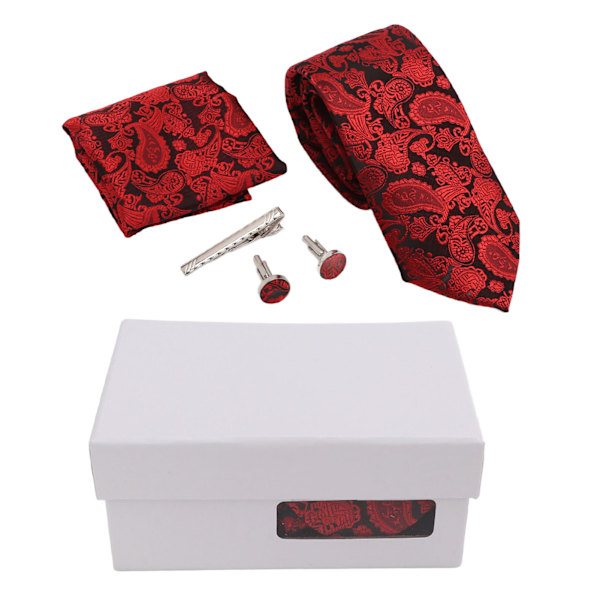 Herrslips Set Klassisk Speciell Mönsterdesign Halsduk Näsduk Slipsnål Manschettknappar Kit för Bröllopsfester Företag