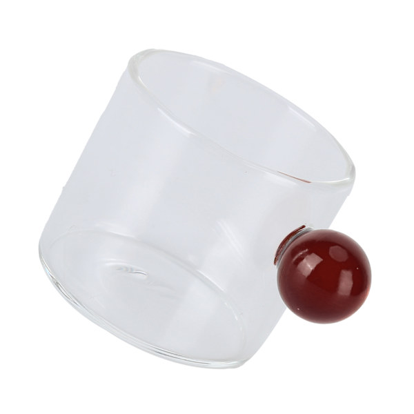 Teglas Mugg Transparent Värmebeständig Glas Kaffe Mugg med Bollhandtag 120mlBrun Handtag