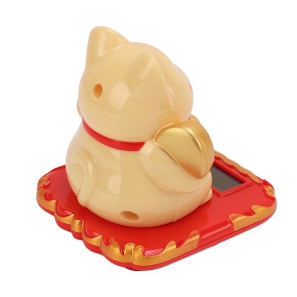 Lykkelig Kat Solcelledrevet Mini Størrelse Bringer Rigdom og Skatte Sød Smil Holdbar Maneki Neko til Bil Soveværelse Kontor Gul