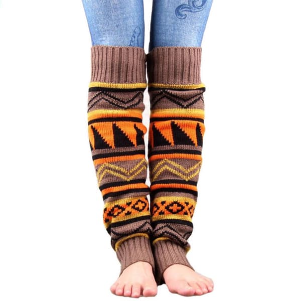 Boho Strikkede Lange Benvarmere for Damer