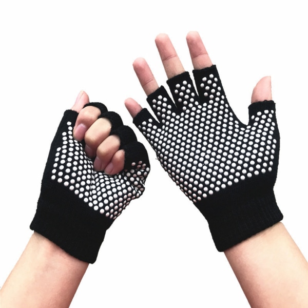 Pustende halvfinger sportshansker for kvinner - ideell for treningsstudio, yoga, fitness (svart)